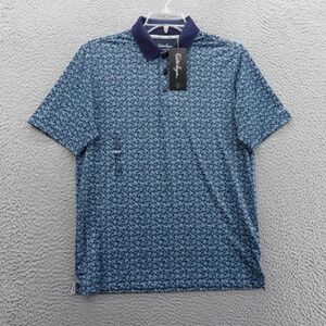 Walter Hagen Performance‎ Golf Polo Small Blue Floral Men Stretch UPF 50 NWT